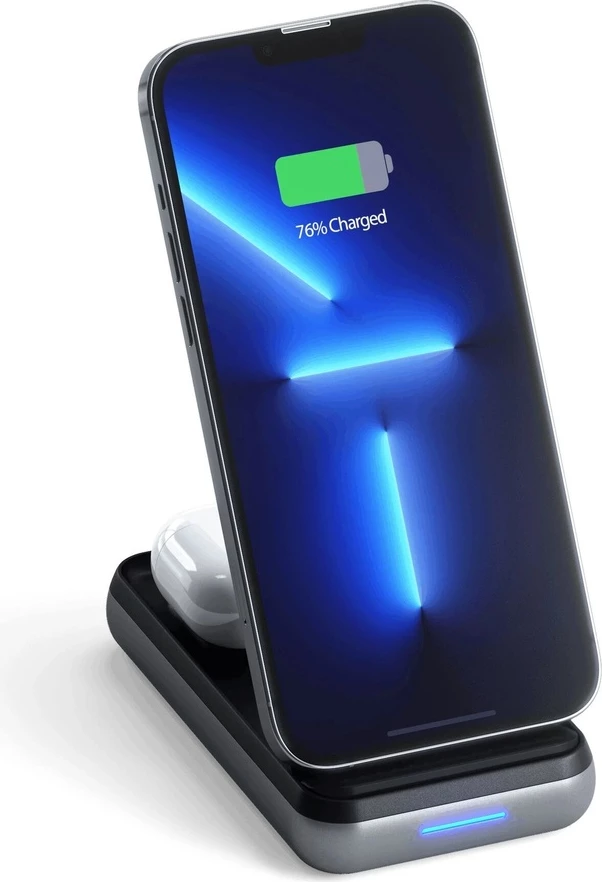 Satechi Duo Wireless Charger Power Bank Stand 10000 mAh - Space Grey