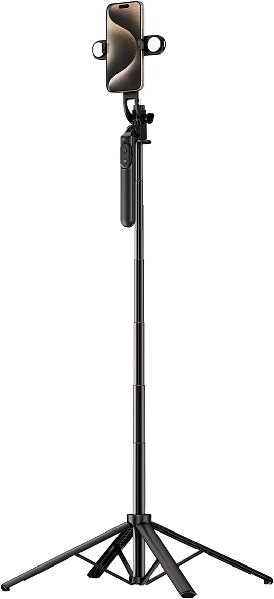 Selfie stick/tripod Wozinsky WH181D-Y1S, 1.75m, me dy llampa LED, mbajtëse telefoni, e zezë