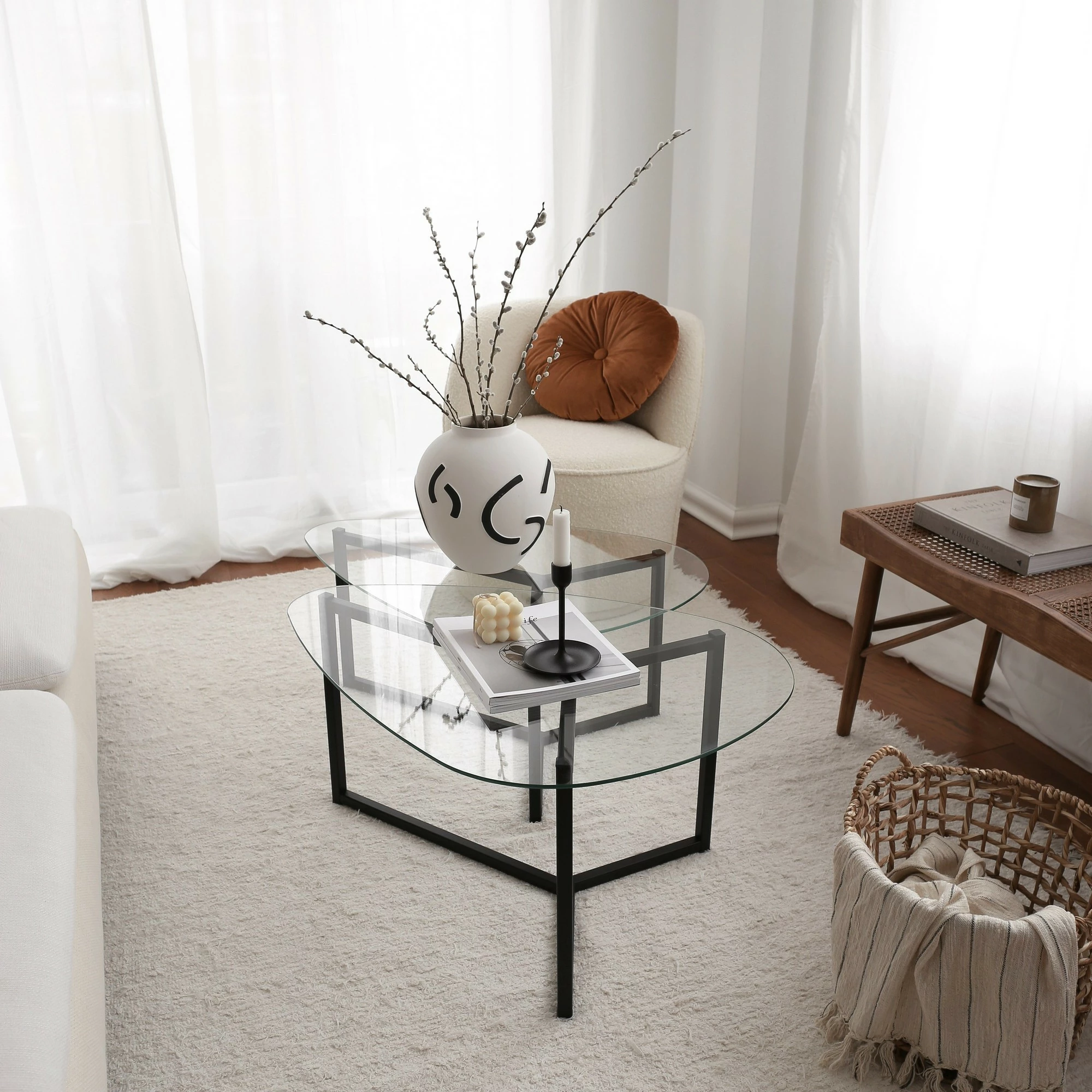 Set tavolinash kafeje Hanah Home, Bellisimo, e zezë mat