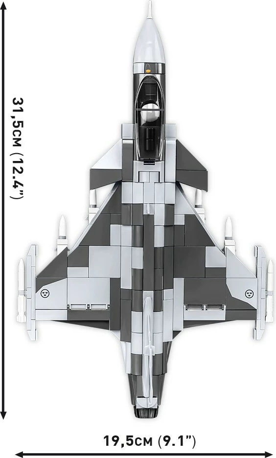 Set blloqe ndërtimi Cobi Klocki SAAB JAS 39 Gripen E, 480 pjesë, gri/bardhë/zezë