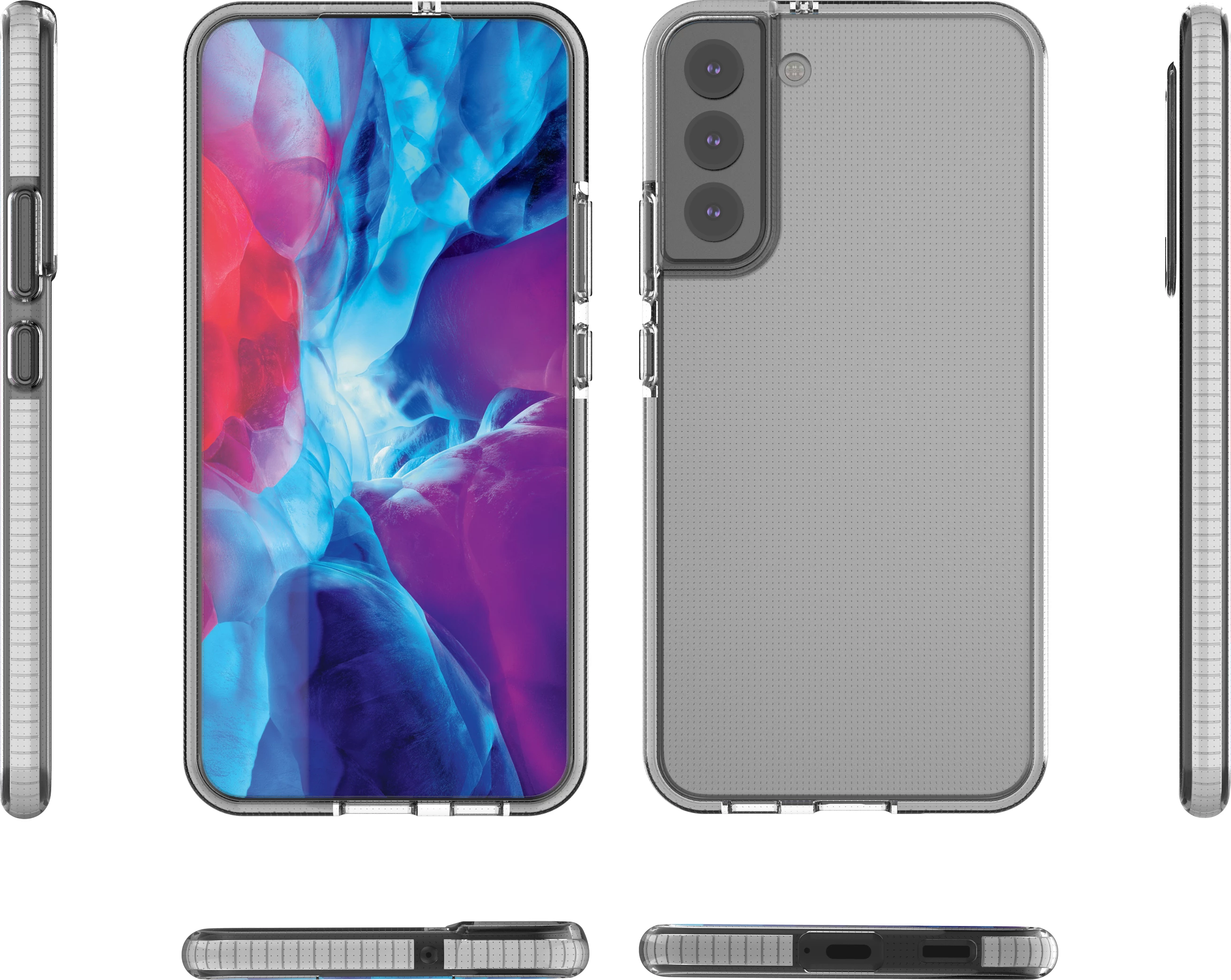 Mbështjellës Hurtel Spring Case për Samsung Galaxy S22+, TPU, i tejdukshëm me kornizë të zezë