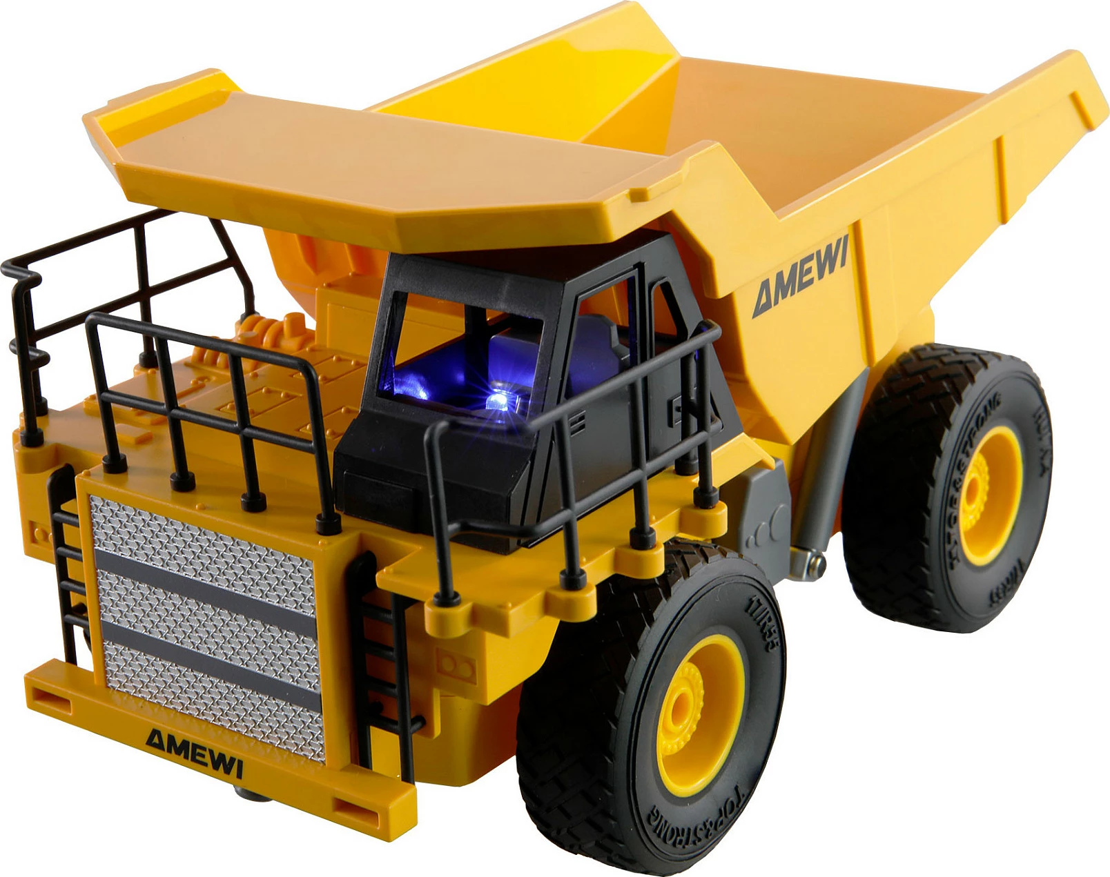 Eskavator RC AMEWI 22710, shkallë 1:24, 2.4GHz, 9 kanale, Li-Ion 500mAh, i verdhë/zi