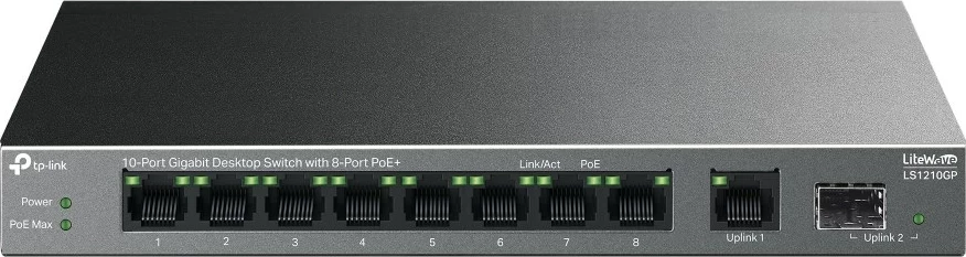 Switch TP-Link LiteWave LS1210GP, 10-Port Gigabit, PoE+, i zi