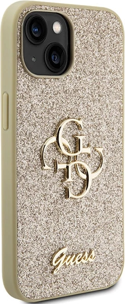 Mbështjellës Guess Glitter Script Big 4G për iPhone 15, Ari
