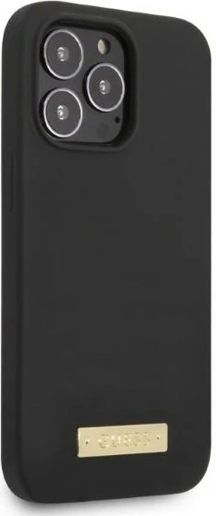 Mbështjellës Guess GUHMP13LSPLK për iPhone 13 Pro/13 6.1", silikon, MagSafe, zi