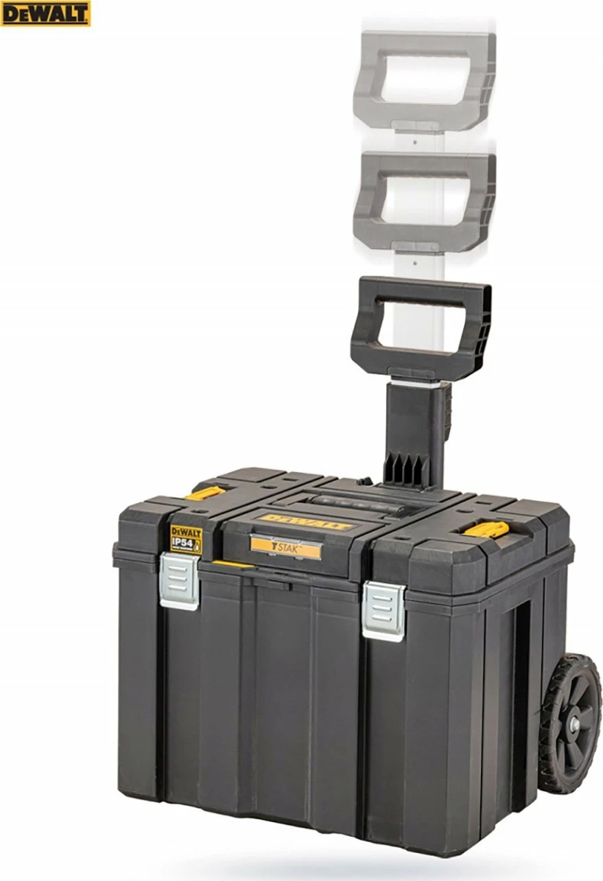 Kuti veglash me rrota DeWalt TSTAK 2.0 DWST83411-1, IP54, modular, set 3 copë, zi/verdhe