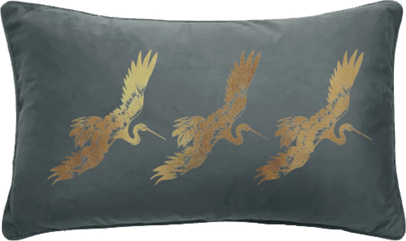 Jastëk dekorativ CREYR, kadife, gri me të artë, 30x50cm