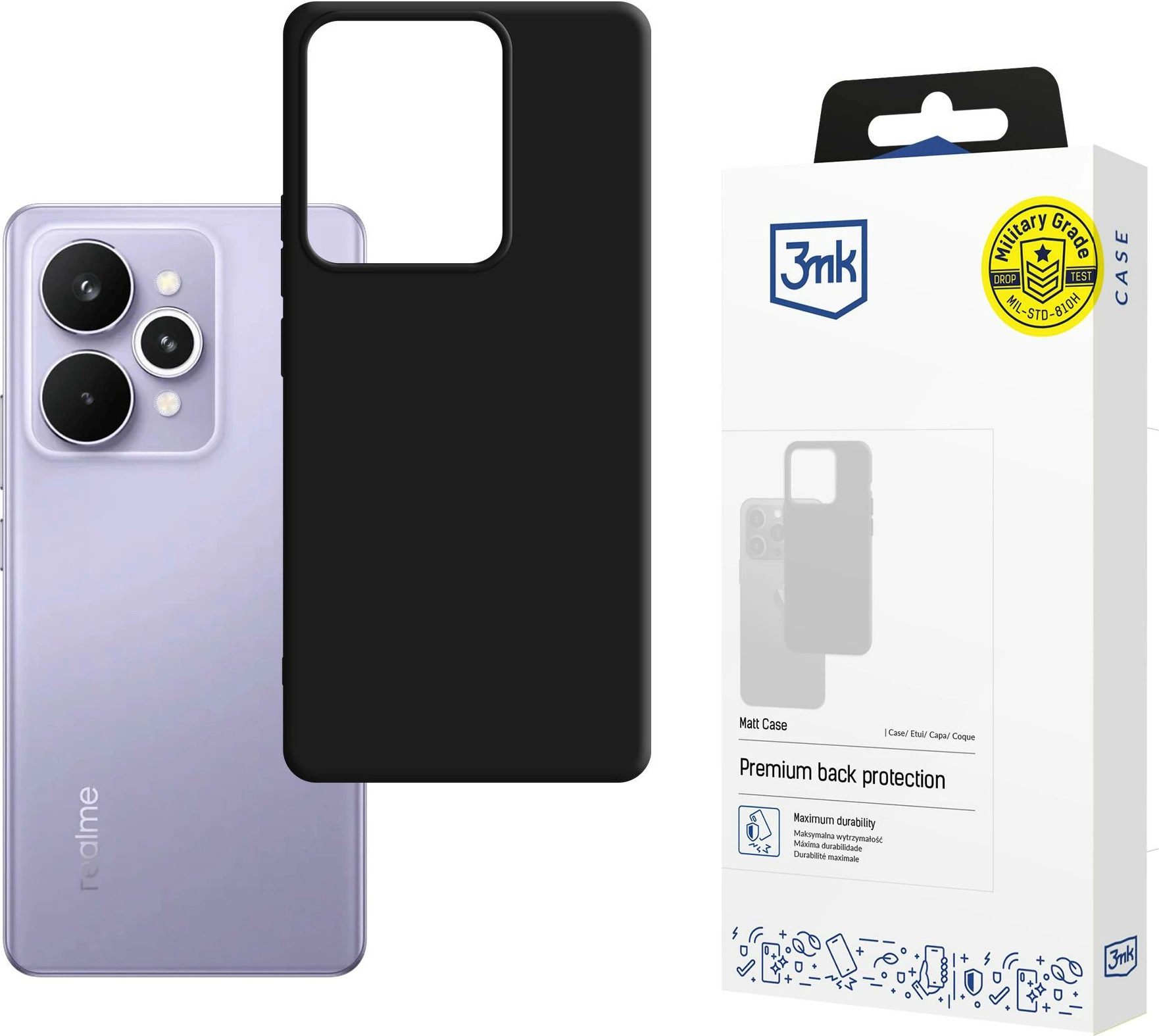 Mbështjellës 3mk Matt Case për Realme 15 5G / 15 Pro 5G, i zi