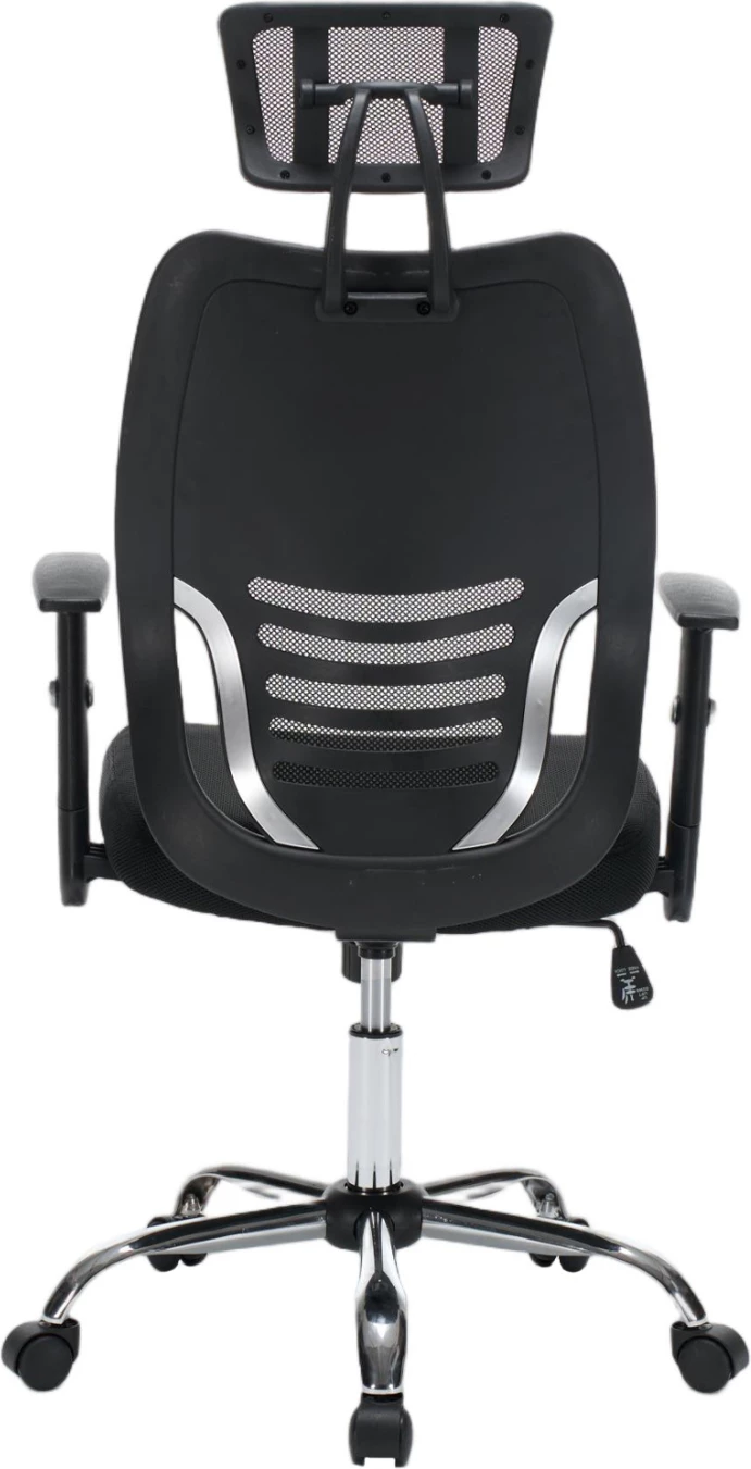 Karrige zyre BRIEF, material rrjetë e zezë, bazë e kromuar, FH1206.01, 63x64x122cm