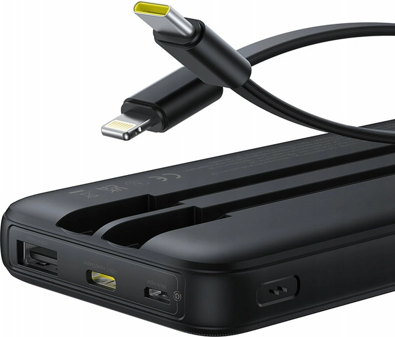 Powerbank Baseus Lipow 10000mAh 22.5W me ekran, me kabllo të integrume + kabllo USB-A në USB-C 0.2m, i zi