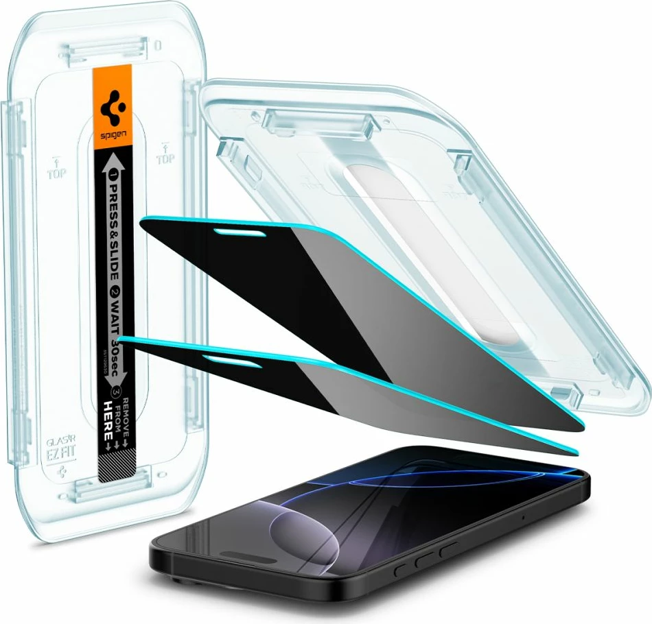 Xham mbrojtës Spigen Glas.tR EZ Fit Privacy për iPhone 16 Pro Max, 2 copë