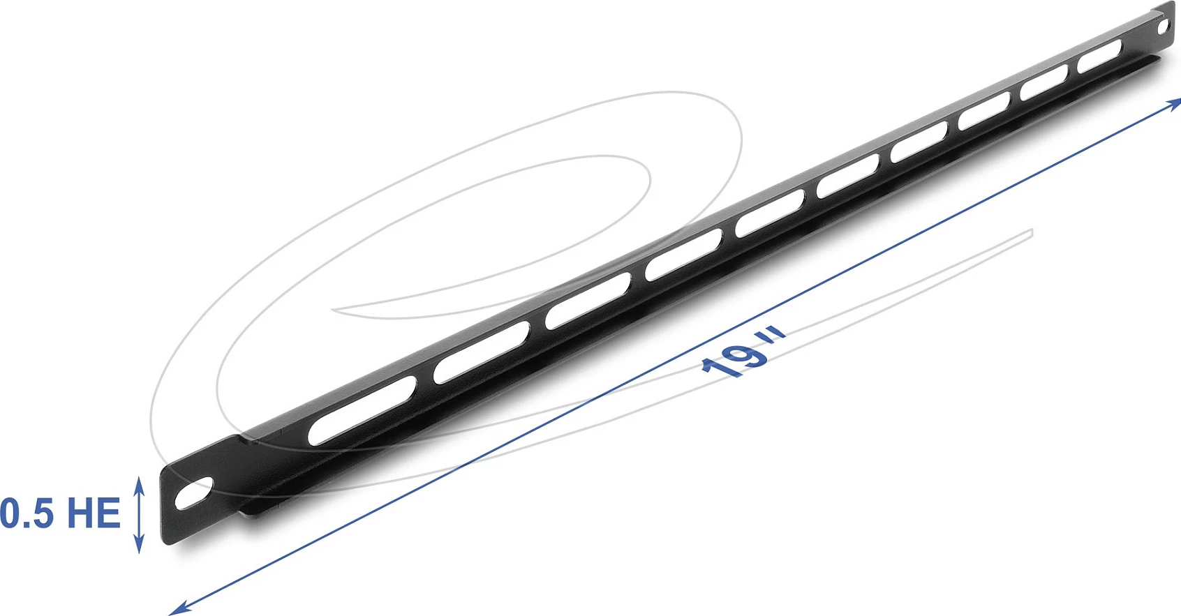 Panel rack 19" DeLOCK 0.5U për organizim kabllosh, metal, i zi