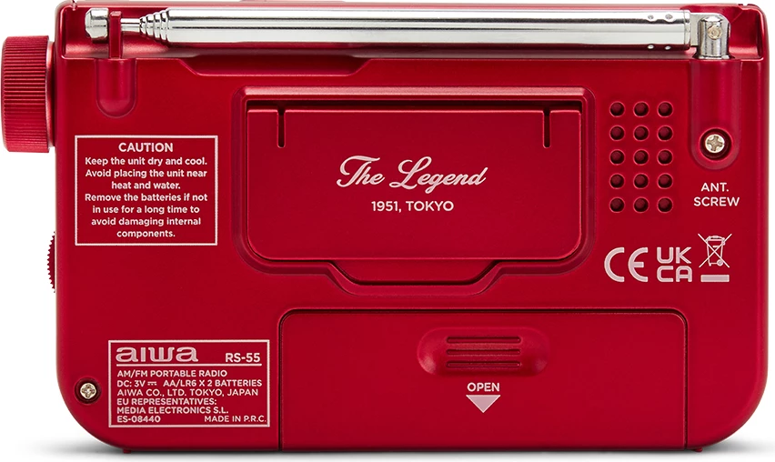 Radio xhepi Aiwa RS-55/RD FM/AM, dalje 3.5mm, 2x AA, set me kufje + qese mbrojtëse, kuqe