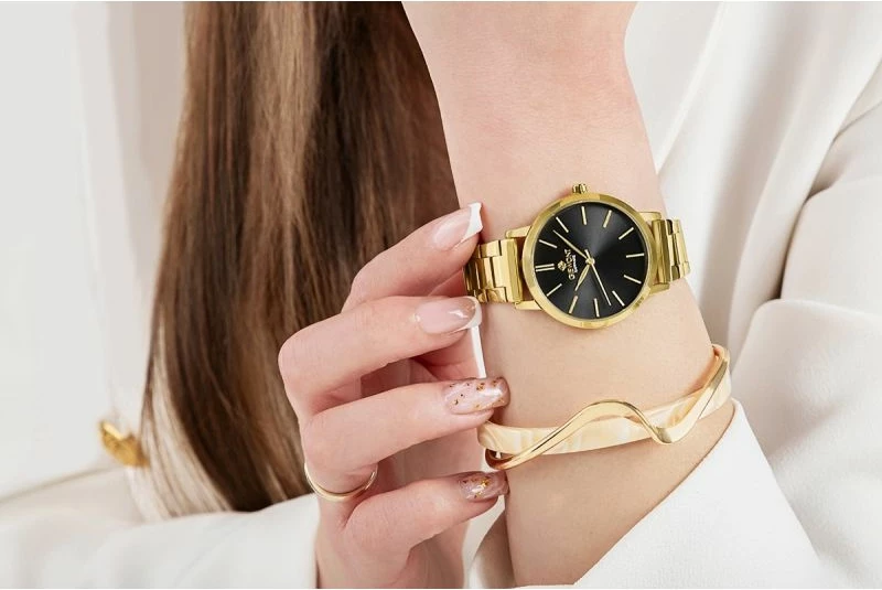 Orë dore femrash Giewont GW2360-B3, e zezë dhe e artë, set