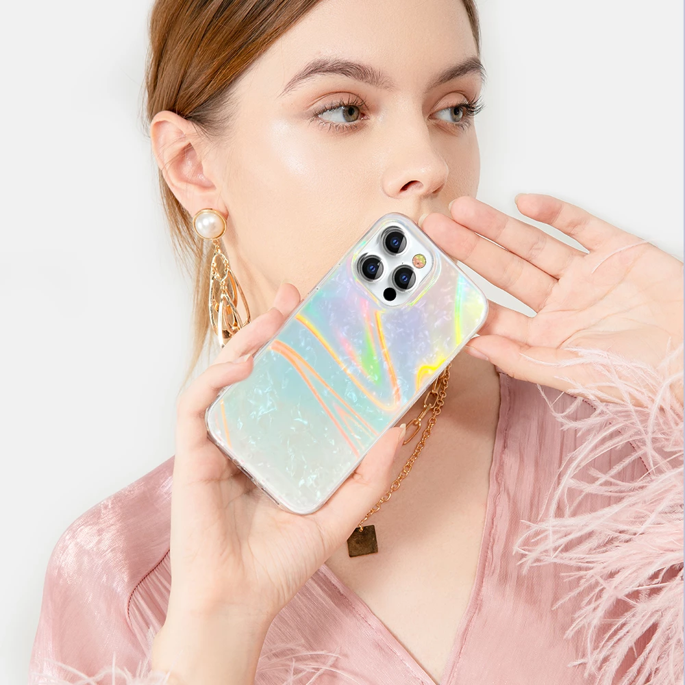 Mbështjellës Kingxbar Shell Series për iPhone 13 Pro, pearl-blue