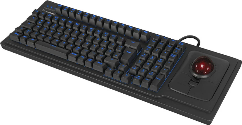Tastierë KeySonic KSK-8202ELU-T full-size me trackball, USB, ndriçim i bardhë, layout gjerman, e zezë