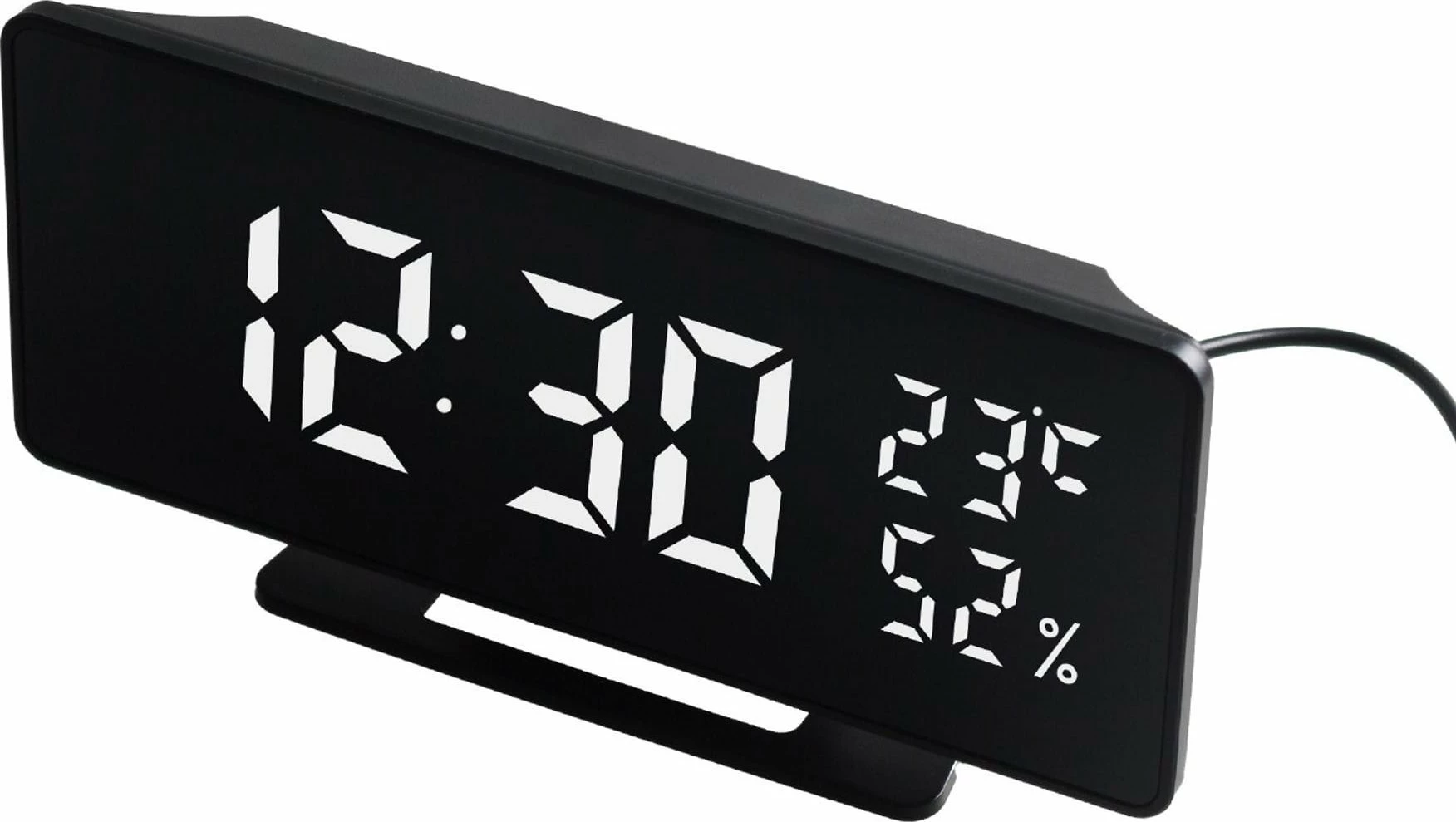 Orë digjitale me alarm GreenBlue GB395, me termometër dhe higrometër, USB-C, e zezë