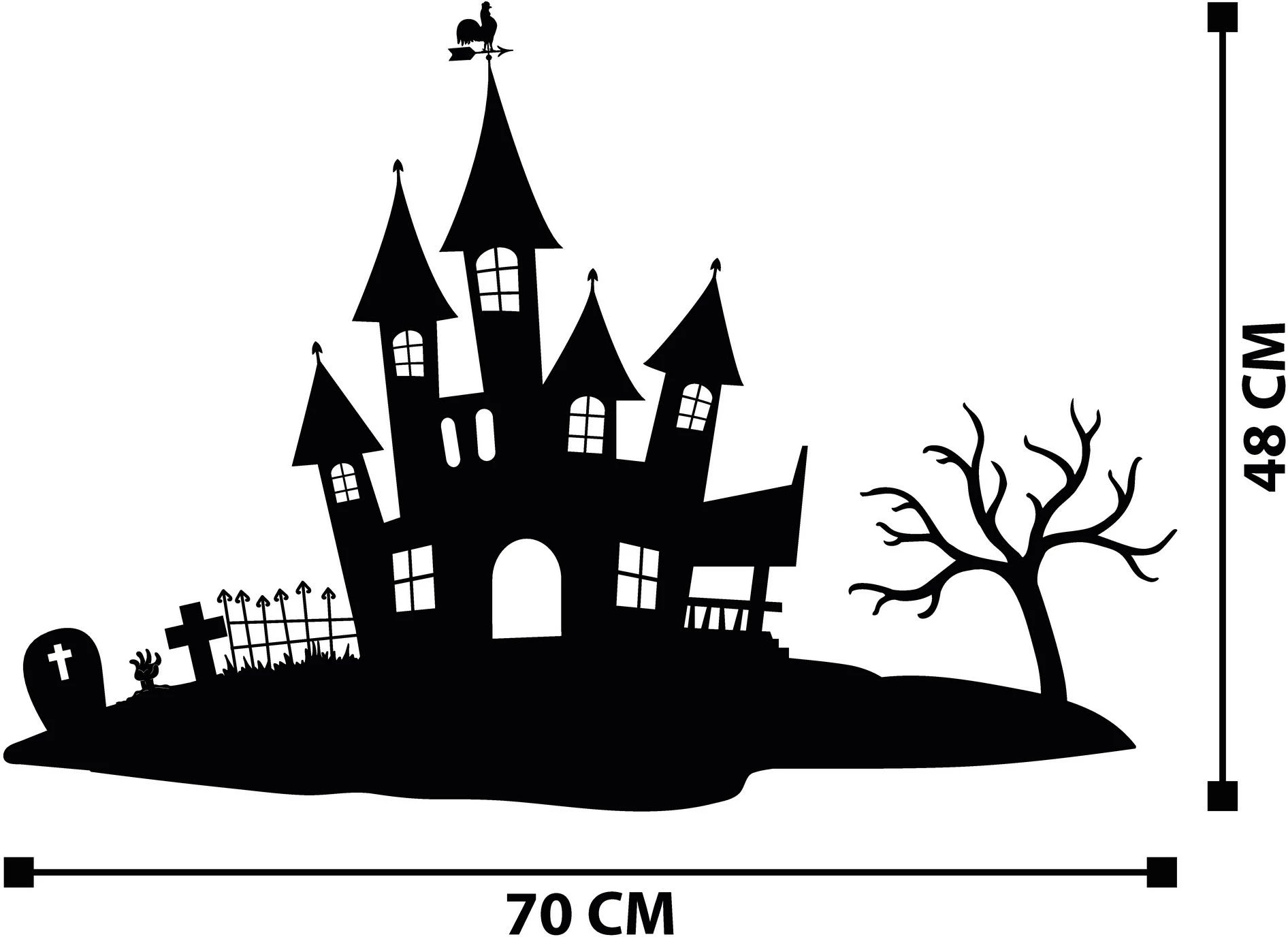 Aksesor dekorativ metalik për mur, Halloween 1, Wallity, ngjyrë e zezë, 70x48cm