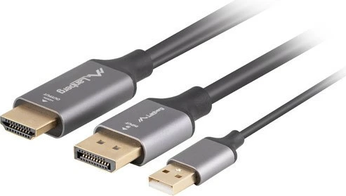Kabllo adapter Lanberg HDMI në DisplayPort, 1.8m, 4K, Argjendtë