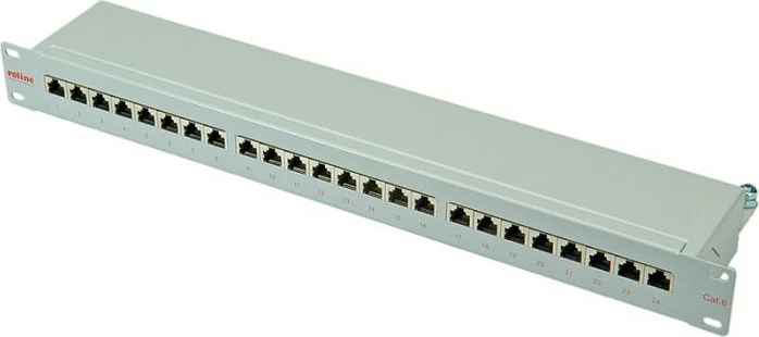 Patch panel ROLINE Cat6 24 porta, 19" 1U STP, Gri