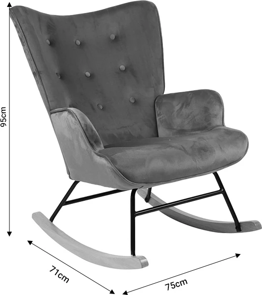 Karrige lëkundëse Georgia, pëlhurë kadife, ngjyrë natyrale, 75x71x95cm