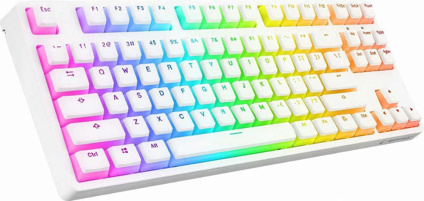 Tastierë mekanike gaming Rampage Ghost KB-R136, TKL 80%, Huano Red, RGB, USB-C me kabllo të shkëputshme, e bardhë, set me kabllo Type-C