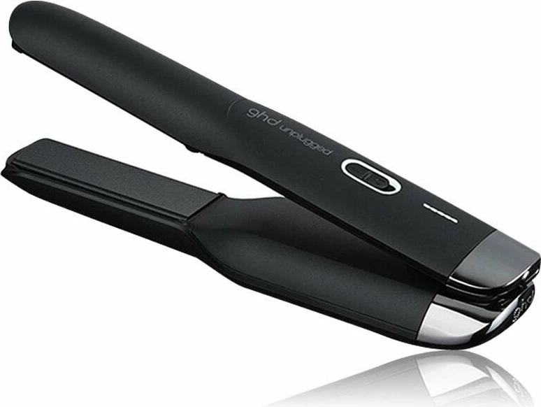 Drejtues flokësh GHD Unplugged pa kabllo 185°C me pllaka qeramike, e zezë (me këllëf rezistent ndaj nxehtësisë)