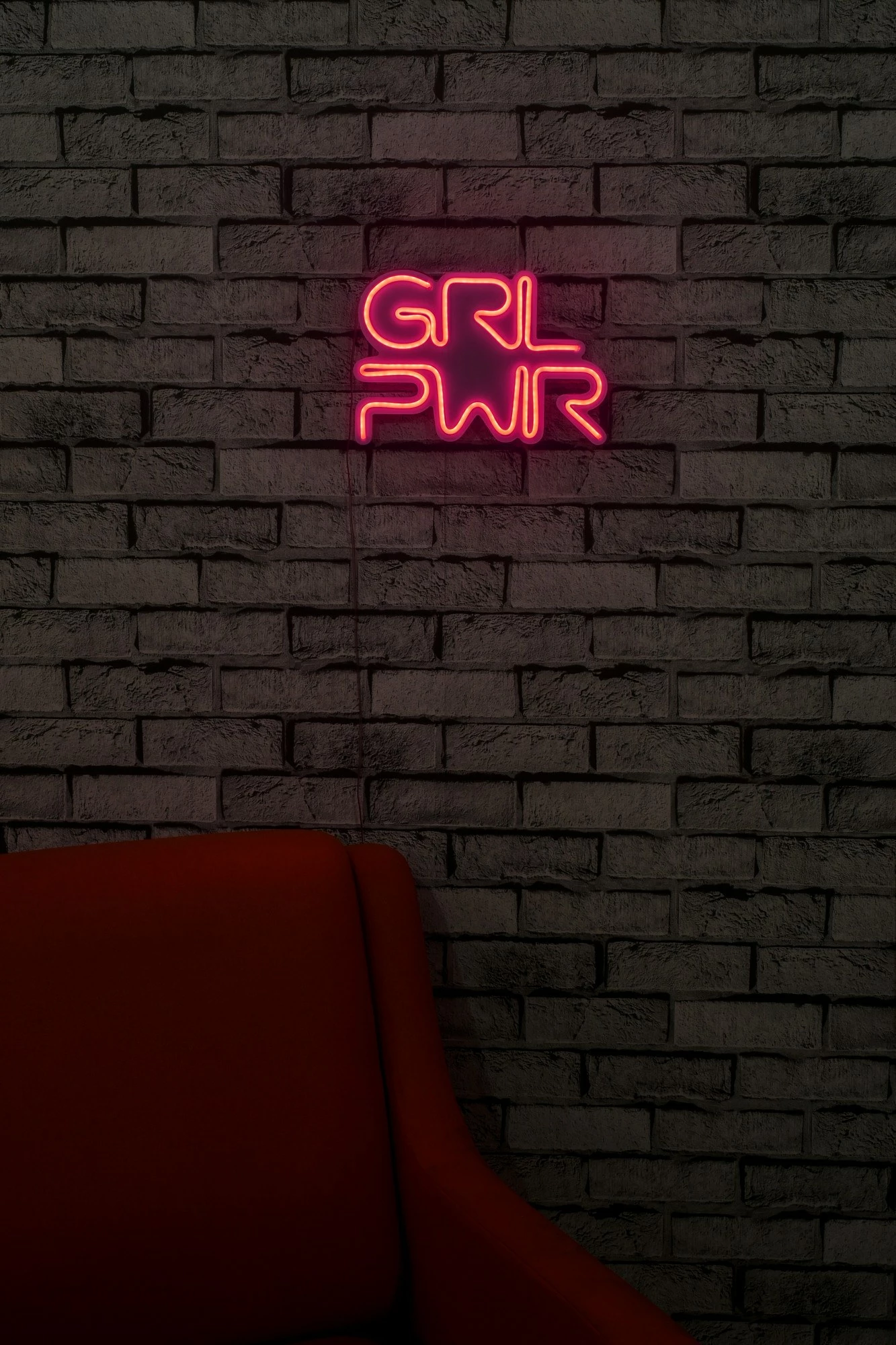 Dekor dritash LED plastike, Girl Power, rozë