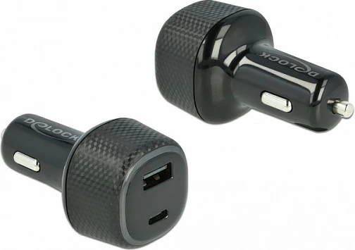 Karikues veture DeLOCK, USB-C PD 3.0 + USB-A, 63 W, 12-24 V, i zi
