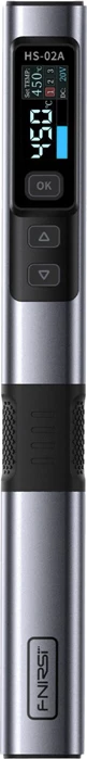 Hekur saldimi smart FNIRSI HS-02A, 100W, 100–450°C, USB-C PD/QC + DC 9–20V, set me 6 maja, gri/zi