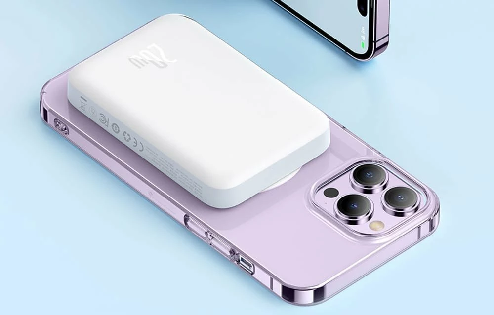 Powerbank Baseus Magnetic Mini Air 6000mAh 20W, karikim wireless magnetik, me kabllo USB-C në USB-C 30cm, i zi