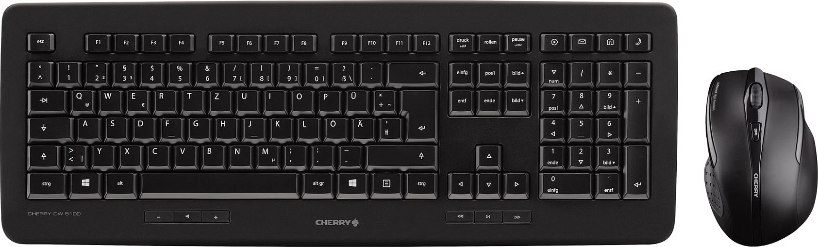 Tastierë dhe maus Cherry DW 5100, Full-size (100%), Wireless, RF Wireless, QWERTZ, e zezë