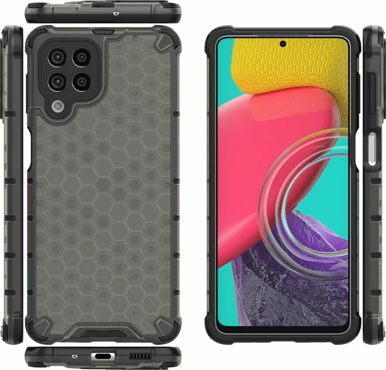Mbështjellës Hurtel Honeycomb për Samsung Galaxy M53 5G, i zi