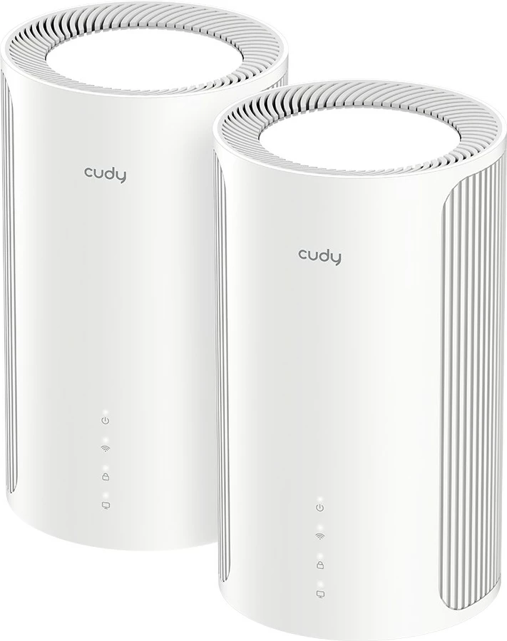 Router mesh Wi‑Fi 7, Cudy M11000, 2.5G tri-band, 4x porte 2.5G, e bardhë, set 2‑copë
