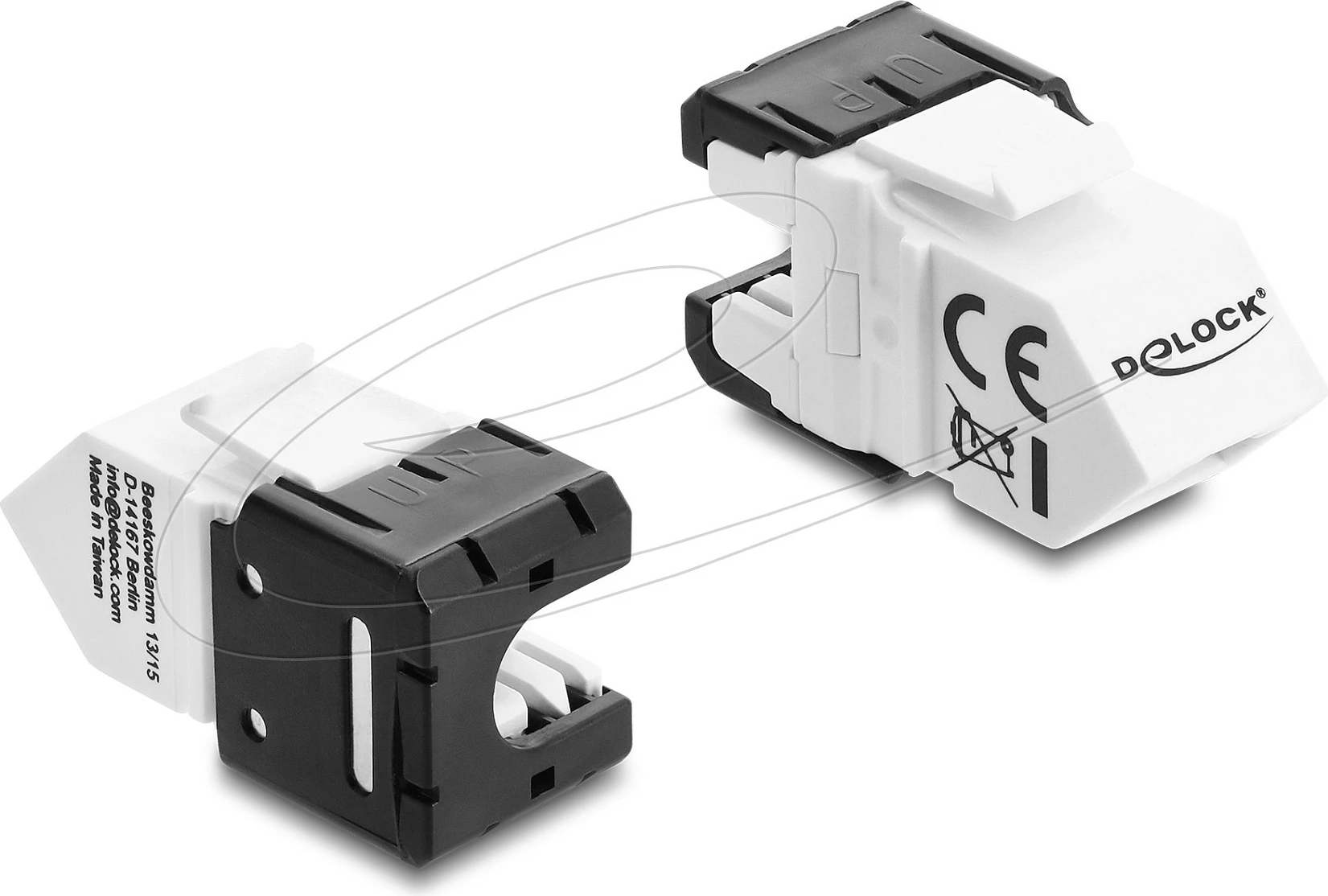 Modul keystone rrjeti DeLOCK 90939, RJ45 në LSA, Cat6a, 45° angled, bardhë/zi
