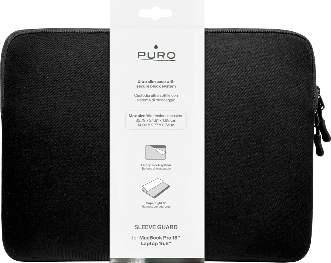 Çantë laptopi Puro Slim Guard 16\" neoprenë, e zezë