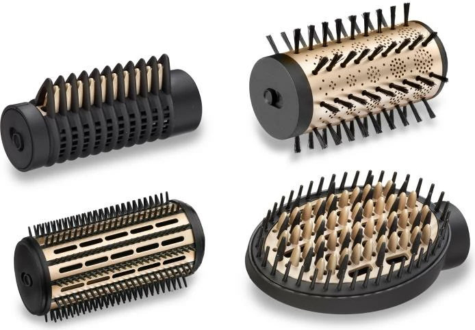 Furçë rrotulluese me ajër të nxehtë, BaByliss AS970E Big Hair Lustre, me jone, 4 aksesorë, e zezë/ari