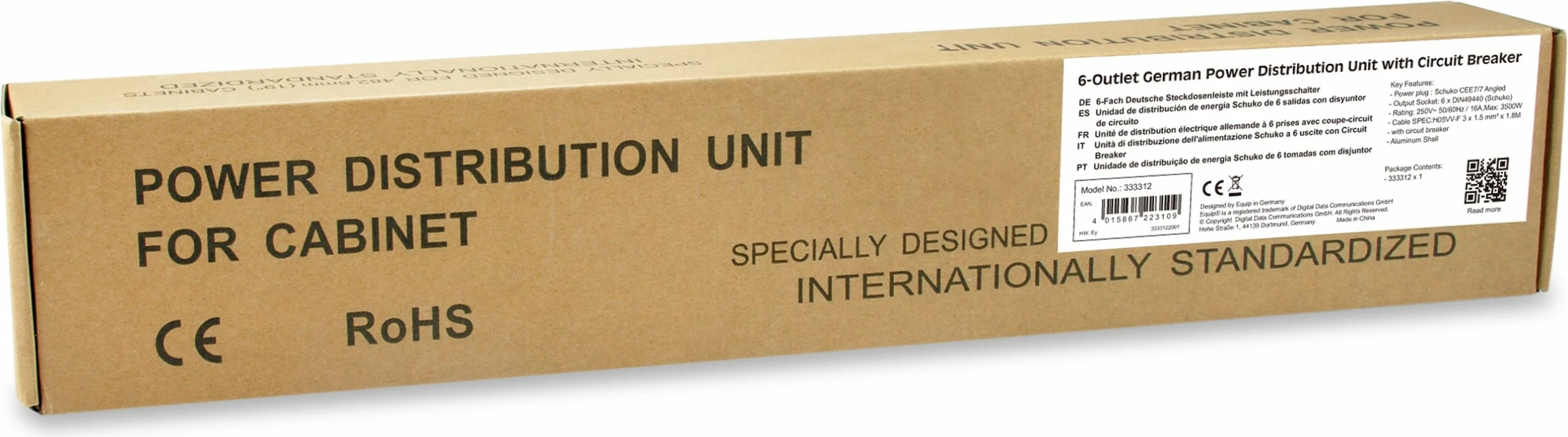 PDU bazik Equip 333312, 1U, 6 dalje, alumini, zi