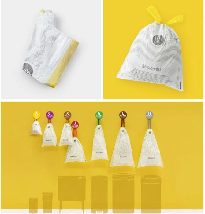 qese mbeturinash BRABANTIA Perfect Fit 137648, Code A 3L, 10 x 20 copë, të bardha