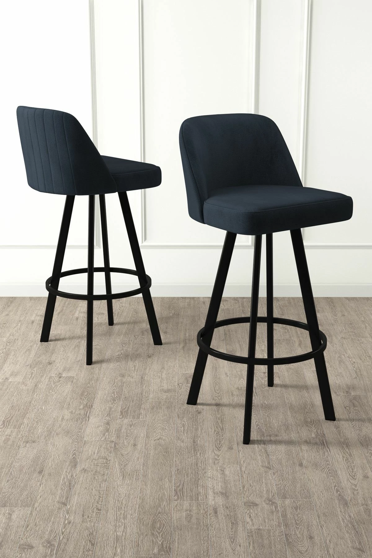 Set karrigesh për bar (4 copë), Hanah Home, Atex, antracit, e zezë