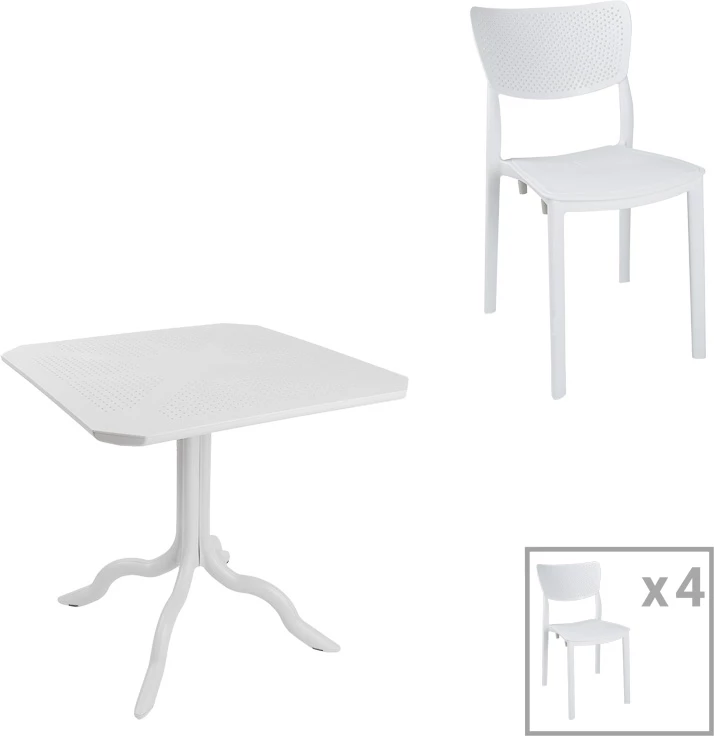 Set tavolinë me karrige Icon-Ignite, 5 copë, PP, ngjyrë e bardhë