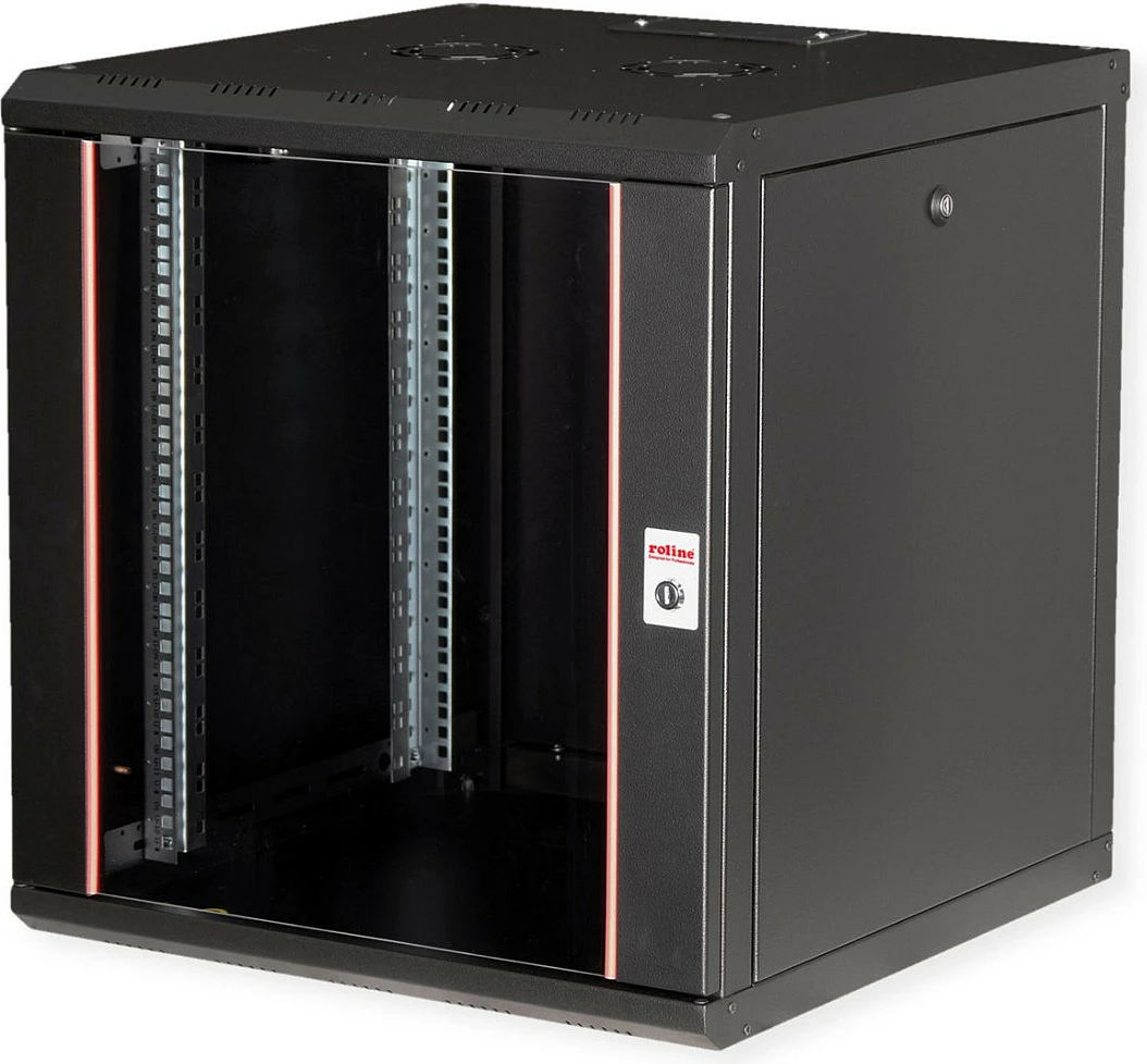 Kabinet muri ROLINE Pro 12U 19", 600x600mm, derë xhami me çelës, i zi