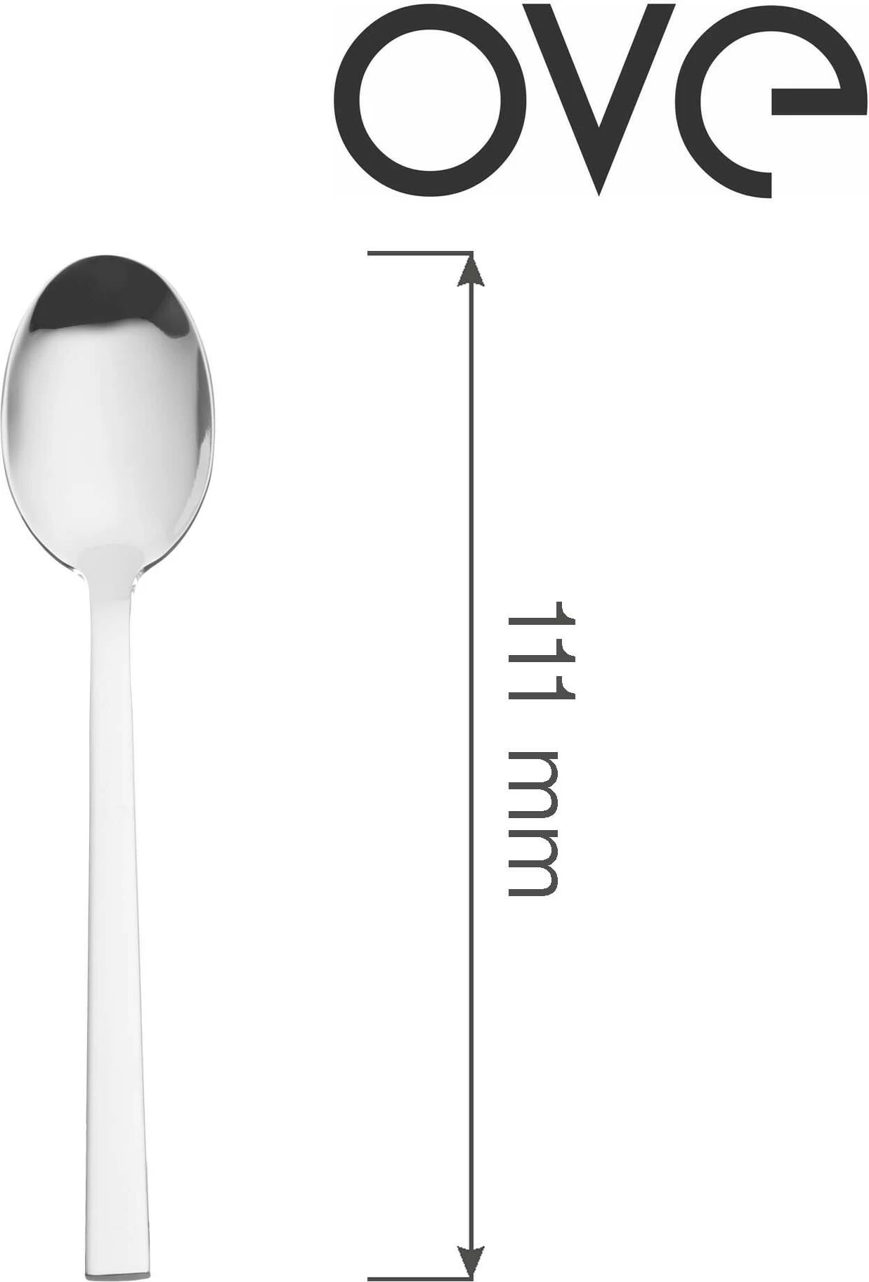 Lugë kafeje OVE Lugano 111 mm çelik inox 18/10, argjendtë, set 12 copë