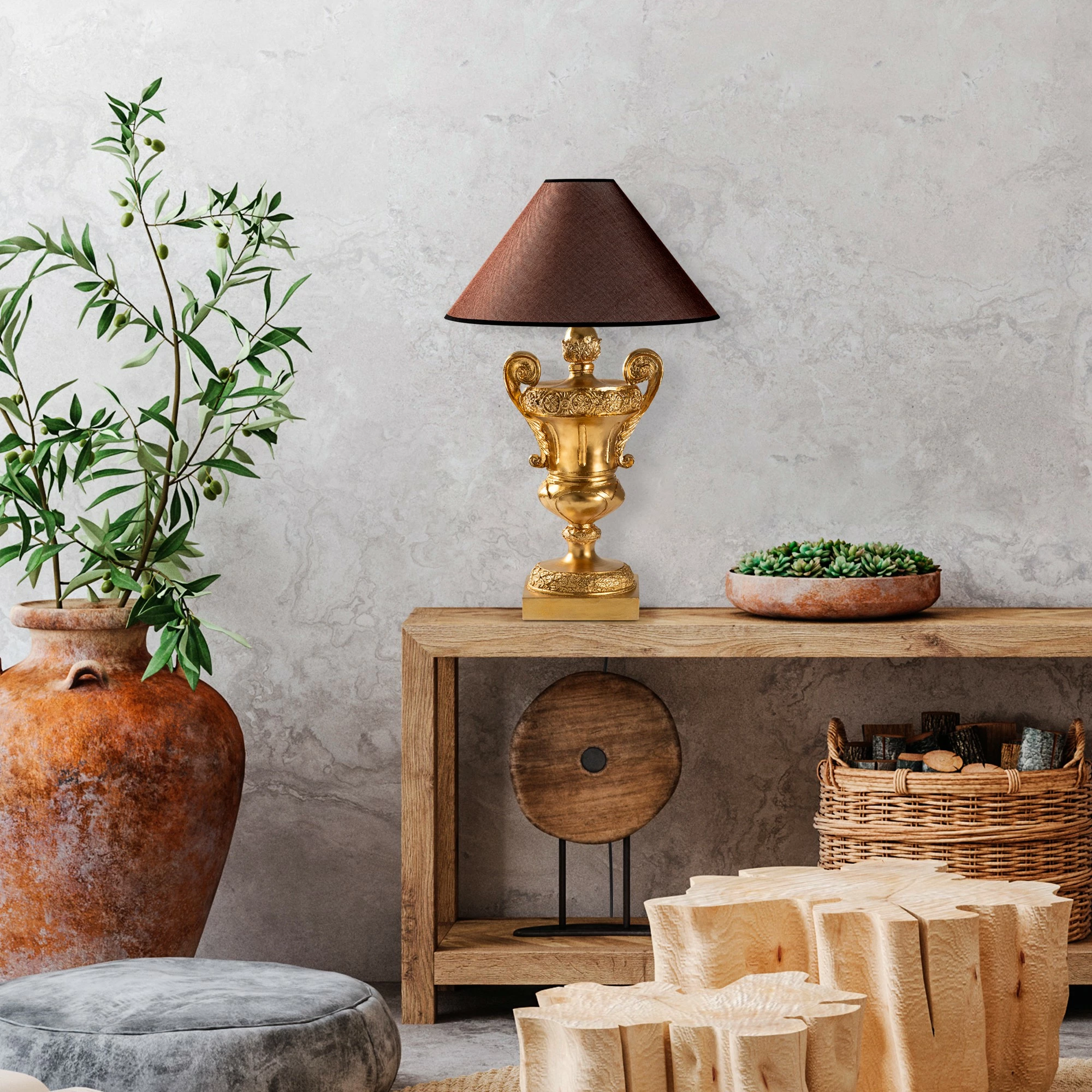 Llambë tavoline Opviq, ELEGANZE-5333, ngjyrë ari dhe kafe