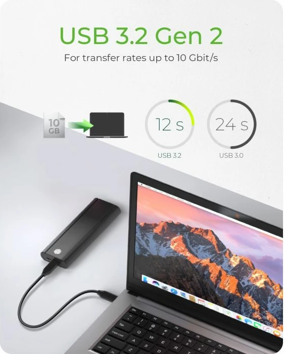Kasë eksternë për SSD M.2 NVMe ICYBOX IB-1807MT-C31, USB-C 3.2 Gen 2 10Gbps, me write protection, 2230-2280, deri 2TB, e zezë