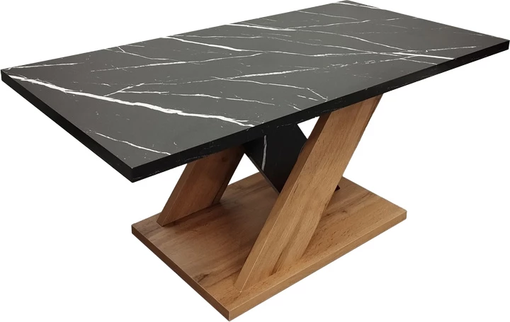 Tavolinë kafeje Solange, pamje mermeri të zi, ngjyrë sonoma, 110x55x47.5cm