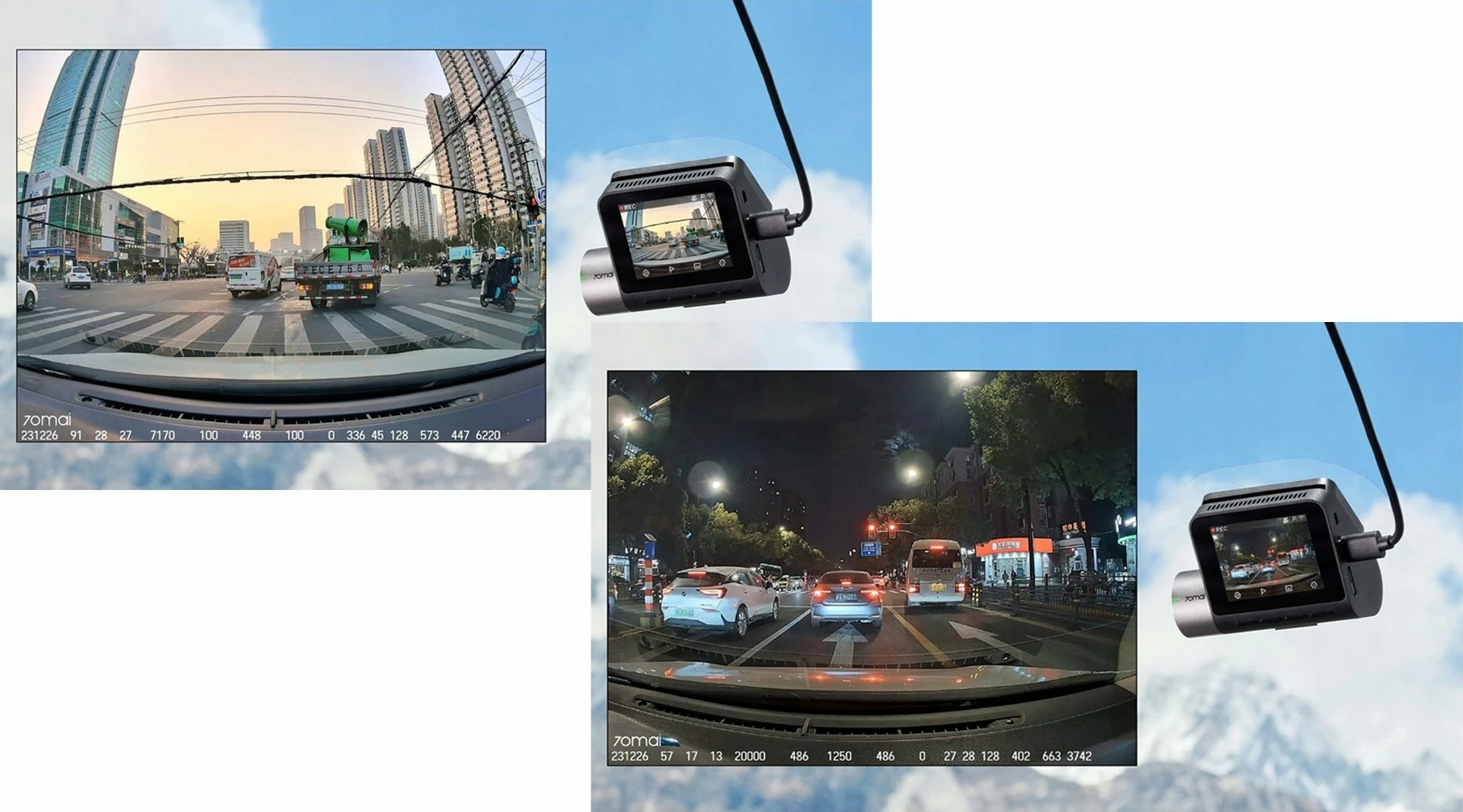 Kamerë regjistruese për veturë 70mai A510 HDR + kamerë mbrapa RC11, 1944p, GPS, ekran 2", e zezë, set