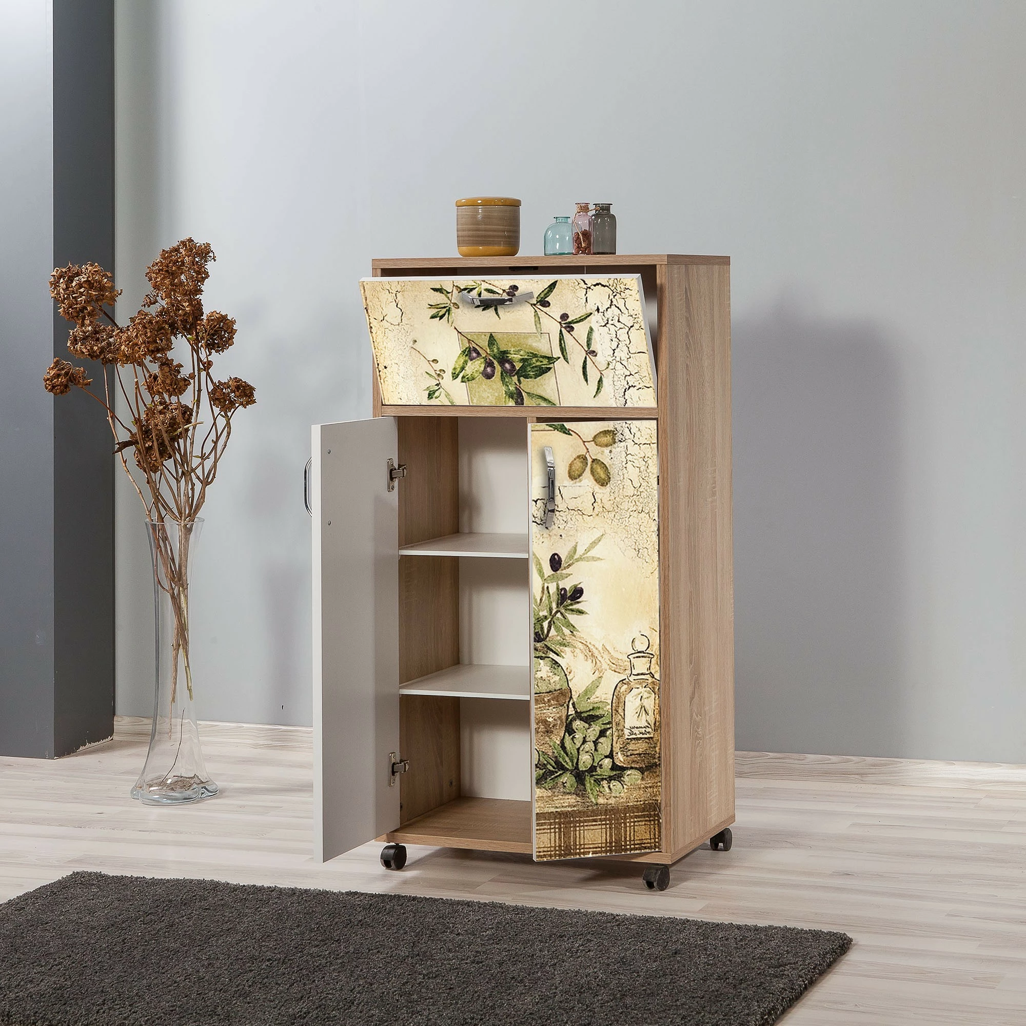 Dollap multifunksional Hanah Home, kiler, ngjyrë sonoma oak, 60x116x36 cm