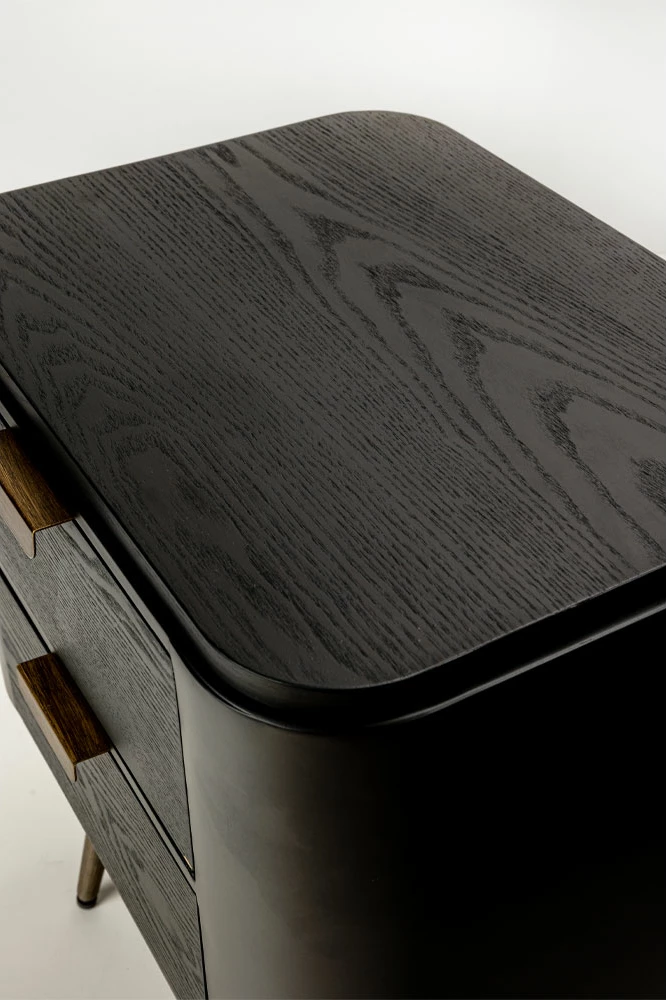 Komodinë Colombo, e zezë me të artë, 50x39x63