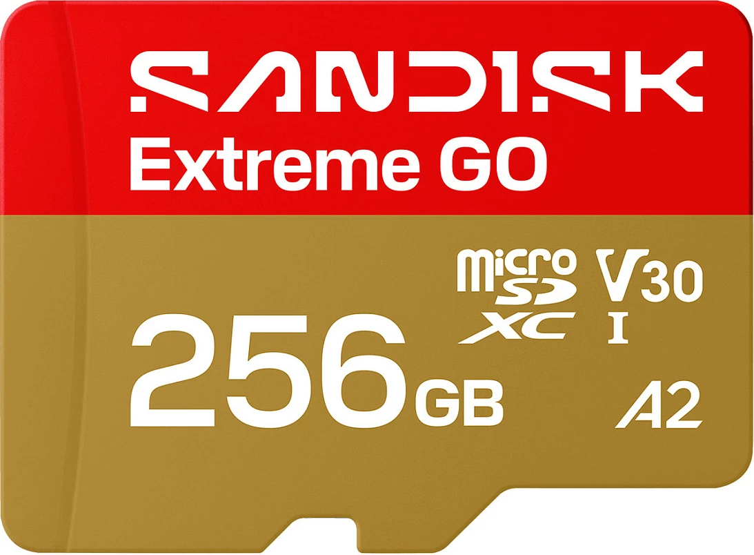 Kartelë memorie microSDXC SanDisk Extreme GO 256GB, UHS-I U3 V30 A2, 240MB/s, kuqe/ari